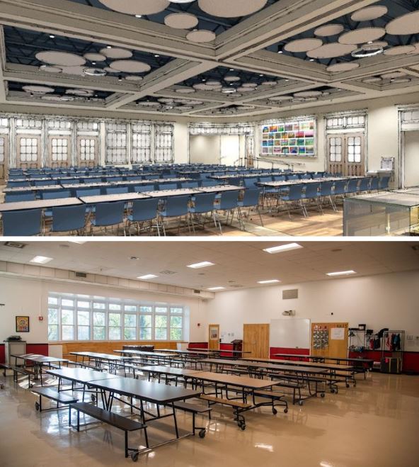 Pictures of the pre-renovated cafeteria